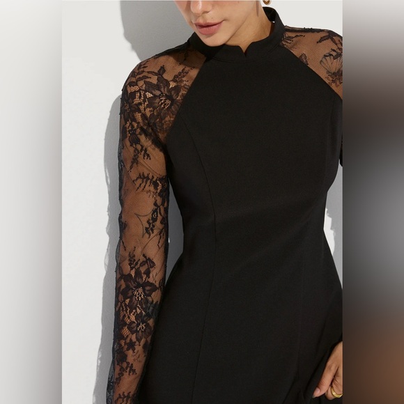 Commense Black Dress with Lace Detail - Picture 2 of 6